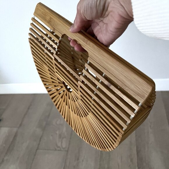 Rattan Bamboo Handbag Handmade Large Tote Bag Straw Beach Bags Beach Purse - Picture 2 of 9